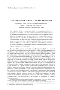 A DILEMMAS TASK FOR ELICITING RISK PROPENSITy