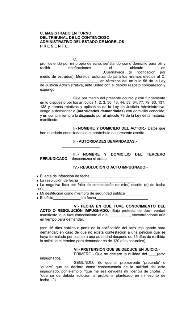 Formatos De Demanda Para Juicio De Nulidad 5943