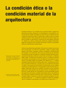 La condición ética o la condición material de la arquitectura