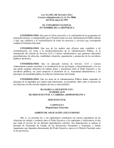 Ley No.1491, DE Servicio Civil y Carrera Administrativa G. O. No