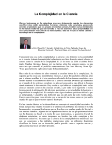 La Complejidad en la Ciencia - Universidad Rey Juan Carlos
