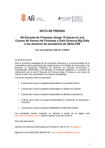 NOTA DE PRENSA Afi Escuela de Finanzas otorga 10 becas en sus