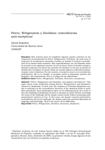 Peirce, Wittgenstein y Davidson: coincidencias anti