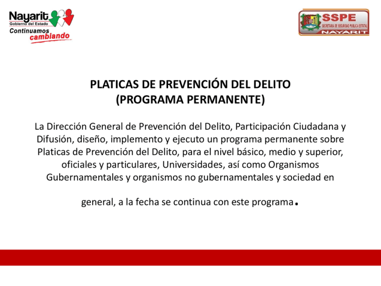 PLATICAS DE PREVENCIÓN DEL DELITO (PROGRAMA