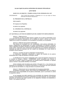 Ley que regula los pasivos ambientales del subsector hidrocarburos