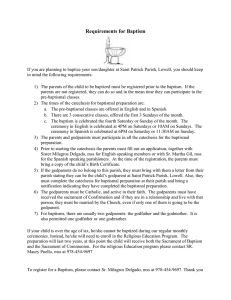 Requirements for Baptism - St. Patrick Parish