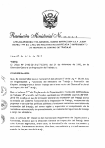 RM 118-2013-TR Aprueba Directiva general sobre infracción a la