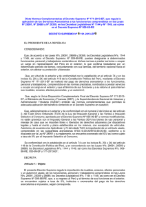 Decreto Supremo N°191-2013-EF, dicta Normas Complementarias
