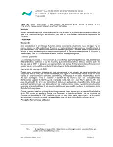 ARGENTINA -PROGRAMA DE PROVISIÓN DE AGUA POTABLE A