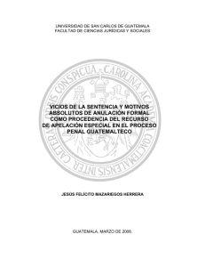 vicios de la sentencia y motivos absolutos de anulaci&oacute;n formal como