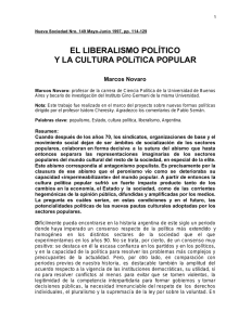 EL LIBERALISMO POLÍTICO Y LA CULTURA POLíTICA POPULAR