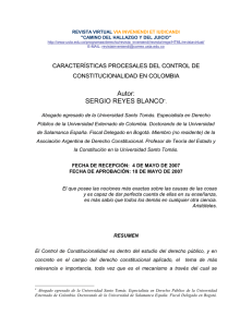 Características Procesales del Control de Constitucionalidad en