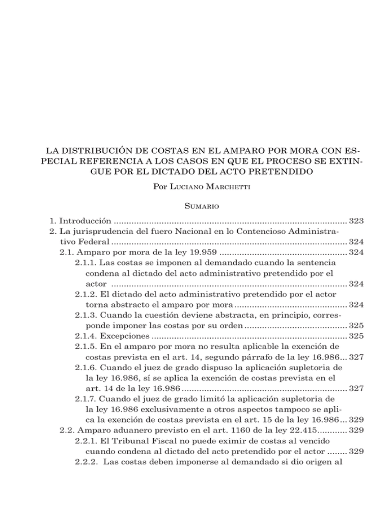 la distribución de costas en el amparo por mora