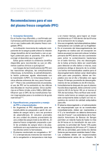 Recomendaciones para el uso del plasma fresco congelado (PFC)