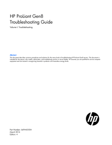 HP ProLiant Gen8 Troubleshooting Guide, Volume I: Troubleshooting