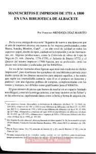 Manuscritos e impresos de 1751 a 1800 en una biblioteca de