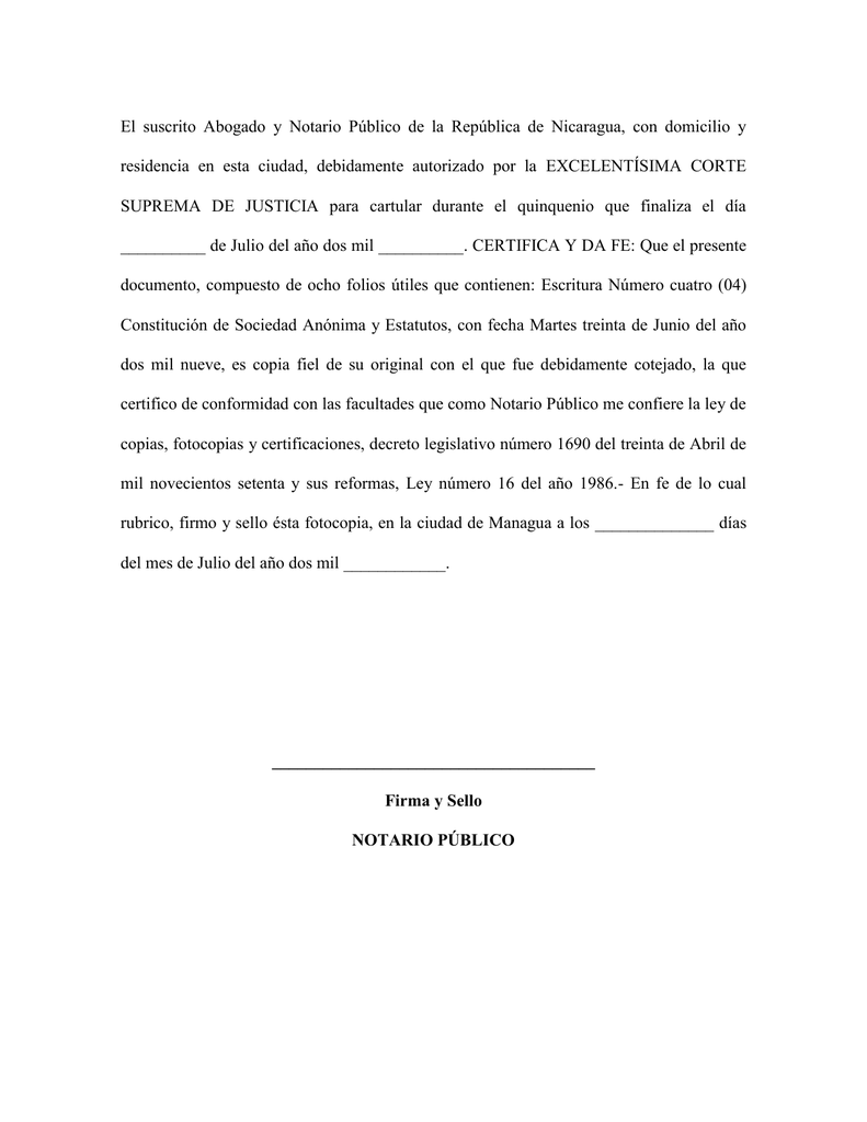 El Suscrito Abogado Y Notario Publico De La Republica De Nicaragua