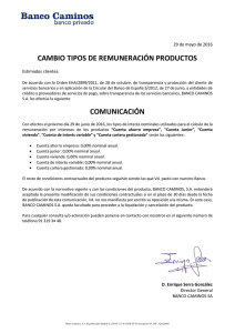 CAMBIO TIPOS DE REMUNERACIÓN PRODUCTOS