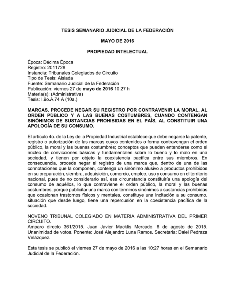 TESIS SEMANARIO JUDICIAL DE LA FEDERACIÓN