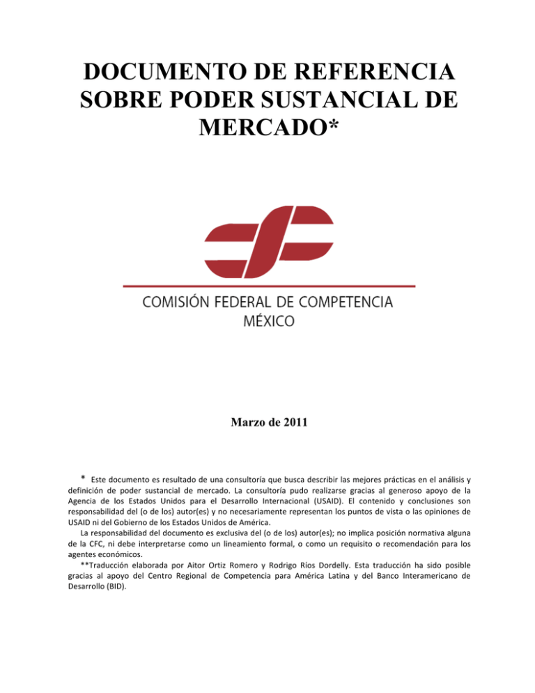 Documento De Referencia Sobre Poder Sustancial De Mercado