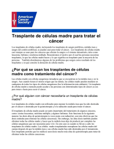 Trasplante de células madre para tratar el cáncer