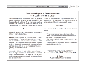 Convocatoria para el Reconocimiento “Sor Juana Inés de la Cruz”