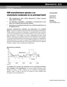 ISM manufacturero apunta a un crecimiento moderado en la