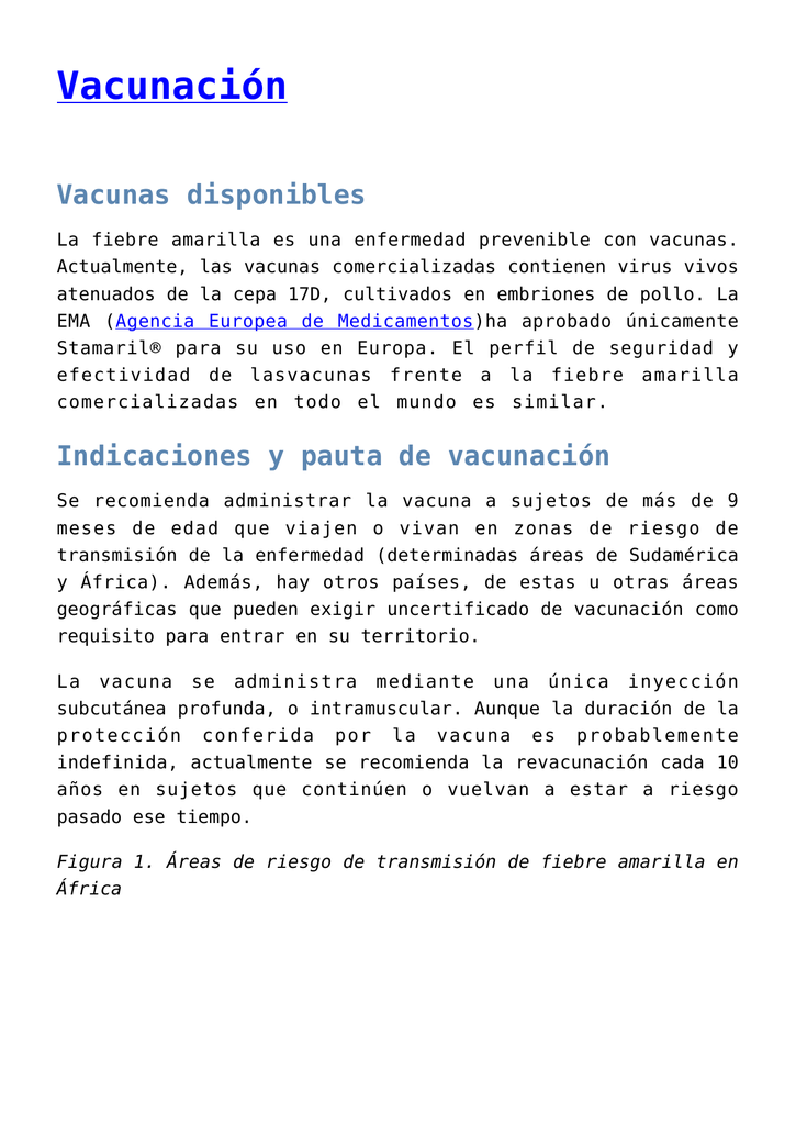 tiempo de duracion de la vacuna contra la fiebre amarilla