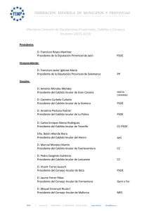 Miembros Comisión de Diputaciones Provinciales, Cabildos y