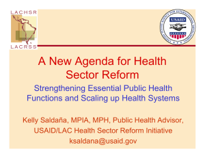 A New Agenda for Health Sector Reform