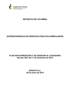 REPÚBLICA DE COLOMBIA SUPERINTENDENCIA DE SERVICIOS