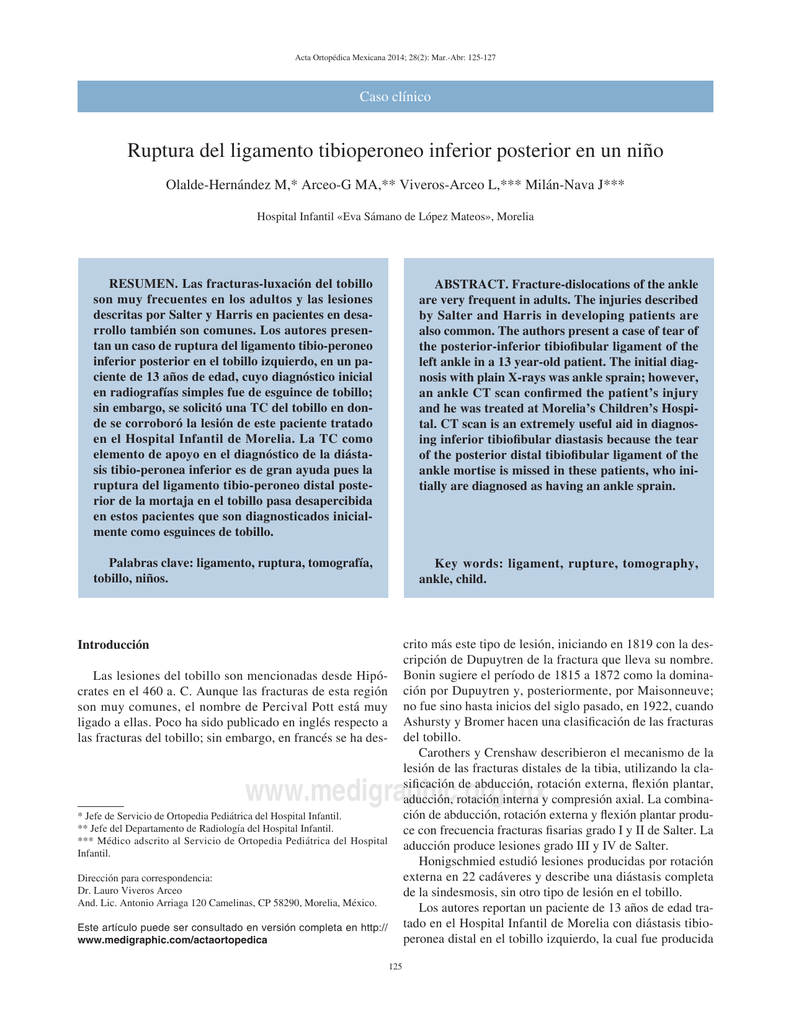 Ruptura del ligamento tibioperoneo inferior posterior en ...