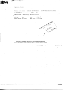 Ingreso en Efectivo q Abonamus en la cuenta 0182—1952