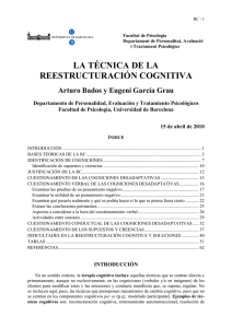 Reestructuración Cognitiva - Psyciencia | Psicología y