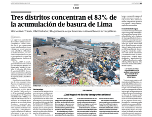 Tres distritos concentran el 83% de la acumulación de basura de Lima