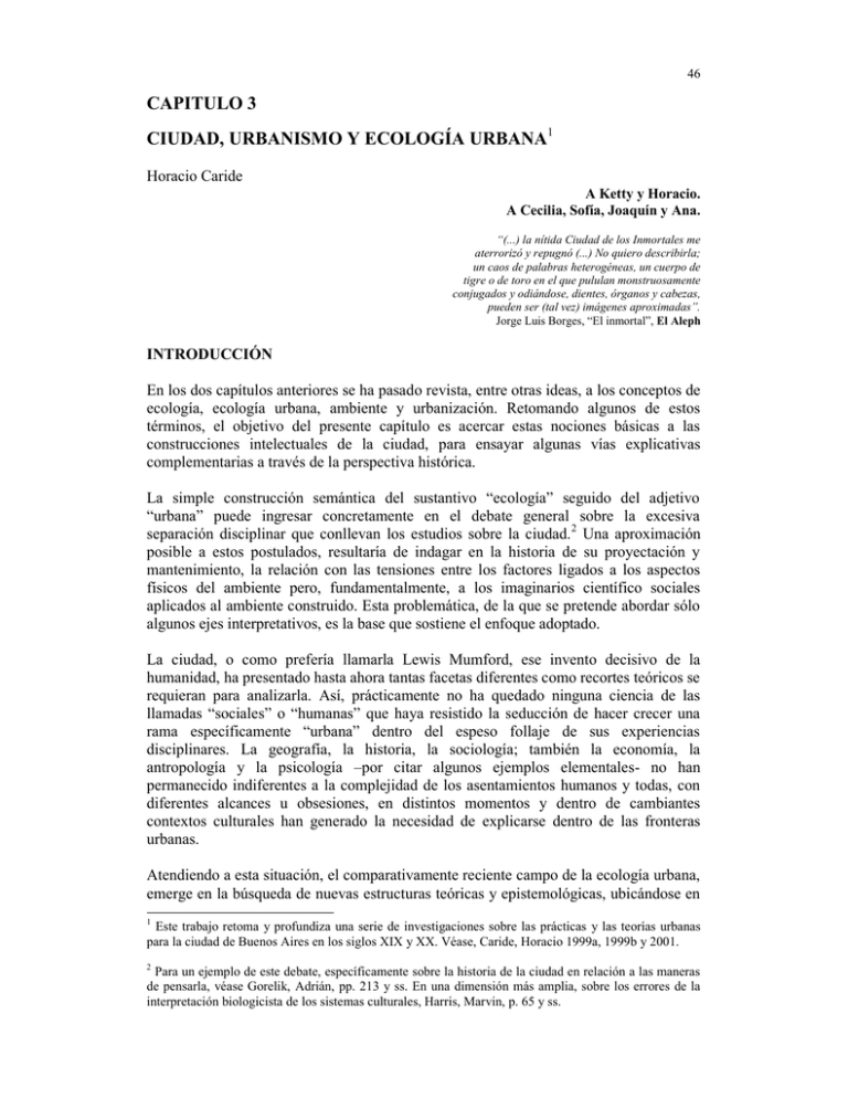 CAPITULO 3 CIUDAD, URBANISMO Y ECOLOGÍA URBANA