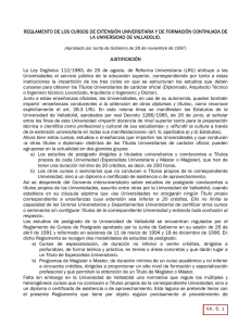 Reglamento de los Cursos de Extensión Universitaria y