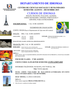 DEPARTAMENTO DE IDIOMAS CURSOS DE IDIOMAS