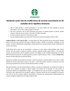 Starbucks sumó más de 12,000 horas de servicio comunitario en 59