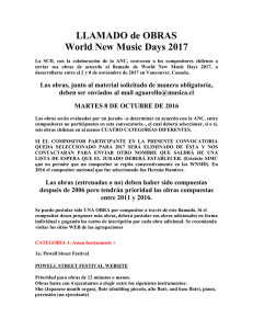LLAMADO de OBRAS World New Music Days 2017