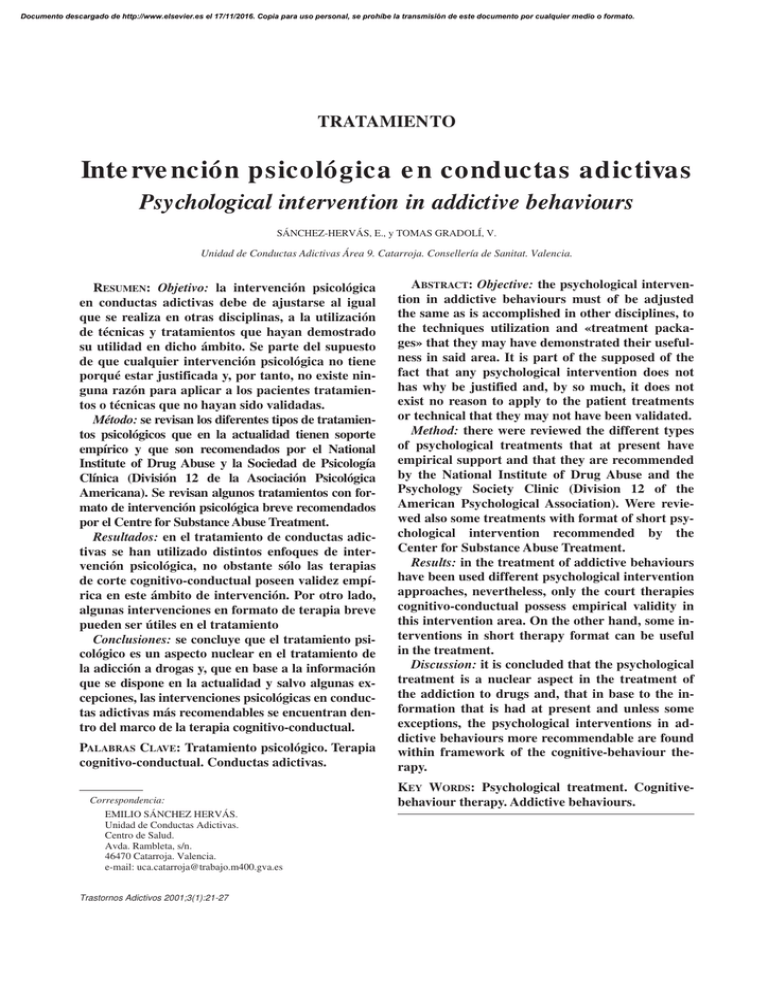 Intervención Psicológica En Conductas Adictivas 4609