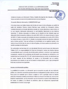 UNIDAD DE ACCESO rt LA ¡NFORMACIÚN ALCALDIA MUNICIPAL