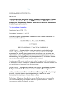 LEY 25156-99 DEFENSA DE LA COMPETENCIA