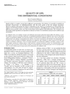 QUALITY OF LIFE: THE DIFFERENTIAL CONDITIONS1