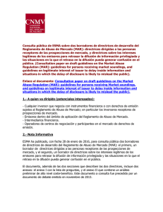 Consulta pública de ESMA sobre dos borradores de directrices de