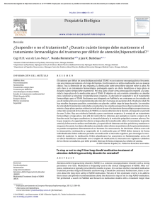 Psiquiatría Biológica ¿Suspender o no el tratamiento? ¿Durante