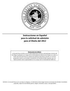 Instrucciones en Español para la solicitud de admisión para el
