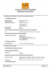 FICHA DE DATOS DE SEGURIDAD Manganeso (IV) óxido