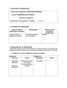 TRACCIÓN ELÉCTRICA Carrera: INGENIERÍA ELECTRÓNICA