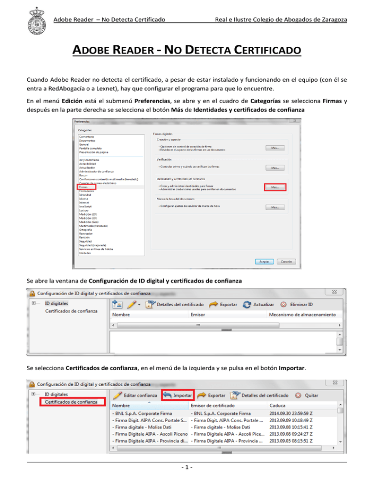 Adobe Reader no Detecta Certificado